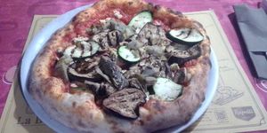 Their standard vegan pizza (though others can be veganized with the vegan cheese). at Giardino in Bellinzona