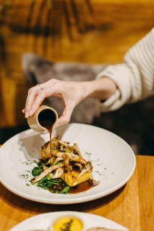 Pan-fried polenta and shimofuri mushrooms at Mother in Fremantle