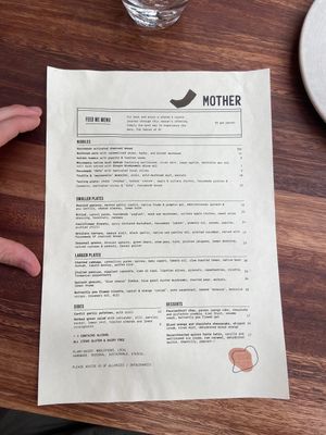 Menu - 25/3/2023  at Mother in Fremantle