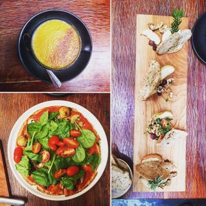 vegan cheese plate and pizza at Mother in Fremantle