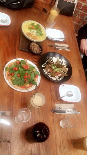 Raw Nachos, Raw Mediterranian Pizza,Raw Yellow Curry at Mother in Fremantle