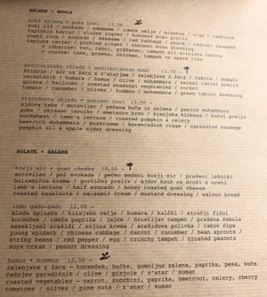 Menu October 2021 at Gostilna Vida in Ljubljana