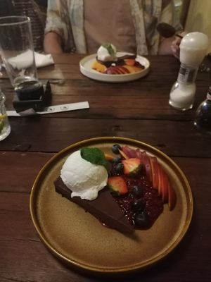 Vegan raw chocolate cake at Gostilna Vida in Ljubljana