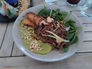 Soba bowl with tempeh at Gostilna Vida in Ljubljana