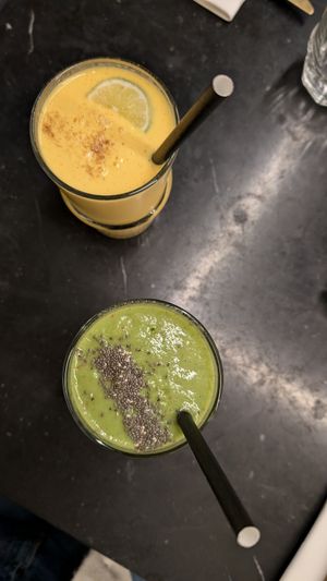 Mango lassy, green smoothie at Gostilna Vida in Ljubljana