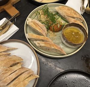 Two types of hummus  at Gostilna Vida in Ljubljana