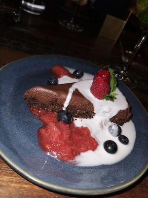 Vegan raw choclate cake at Gostilna Vida in Ljubljana