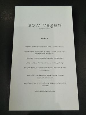 Menu at Sow Vegan in Kowloon