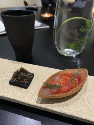 Plum tomato, caviar at Sow Vegan in Kowloon