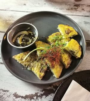 Shalott pancake at Zero Fox in Teneriffe