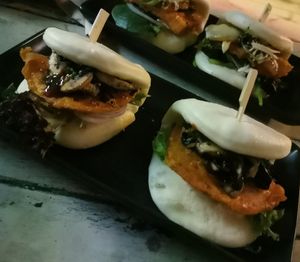 Sweet potato mushroom bao buns at Zero Fox in Teneriffe
