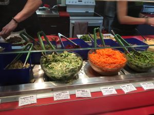 Salad bar--all options vegan at Habebes Cafe in Queenstown