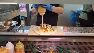 Making my wrap at The Falafel Stall in Swansea