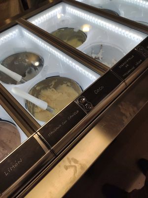 Some ice cream options at AMMA Gelato in Barcelona