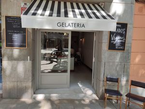 Outside at AMMA Gelato in Barcelona