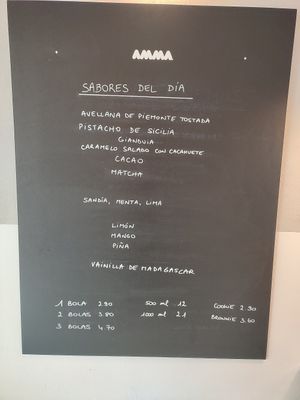 Prices at AMMA Gelato in Barcelona