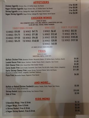 We were told they can that everything on the menu  can be made vegan at Jupiter Rings Wings & More in Phoenix