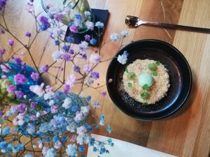 Sticky lime rice met bavarois van pandan😍 at Maggie Blue in Alphen Aan Den Rijn