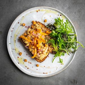 Hummus toast at WAY Specialty Coffee Roasters in Ghent