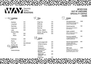 Menu at WAY Specialty Coffee Roasters in Ghent