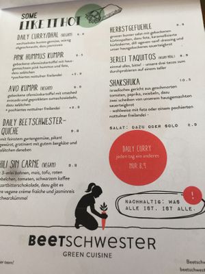 Menue at Beetschwester in Muenster