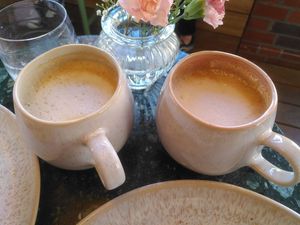 Large oatmilk cappucino at Beetschwester in Muenster