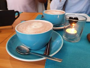 Amazing hot chocolate with soy/oat milk at Kaffeetasse in Buehl