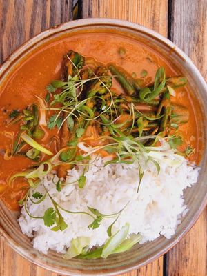 Curry di verdure con riso Jasmine at The Punter in Oxford