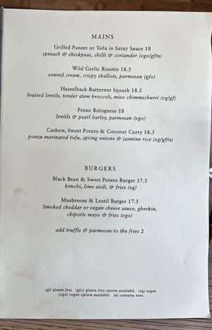 Menu (April 2024)  at The Punter in Oxford