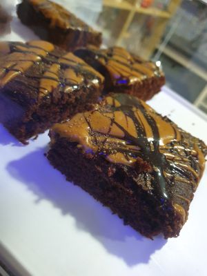 Peanut butter chocolate cake at Mama T's in Ossett