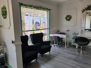 Salon upstairs, pedicure chairs at Mama T's in Ossett