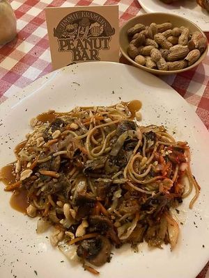 Vegan Peanut Butter Pasta made with Peanut Butter, Coconut Milk, Ginger, Soy and other tasty ingredients!
Awesome New Dish and extremely popular since being added to daily menu! at The Peanut Bar Restaurant in Reading