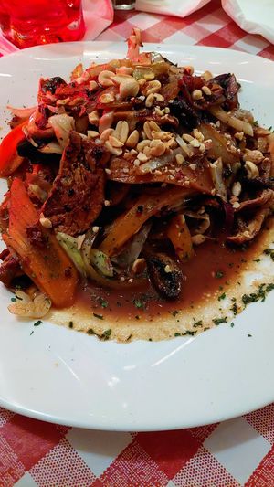 Peanut pasta as a veggie satay at The Peanut Bar Restaurant in Reading