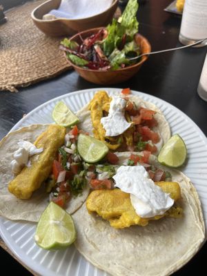 Fish tacos 🌮   at La Cocina del Zorro in Tijuana