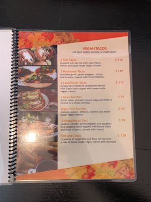 Menu at La Cocina del Zorro in Tijuana
