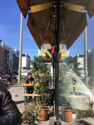 A few table outside, perfect with nice weather at Golden Temple Teehaus in Hamburg