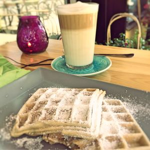 Fresh waffles. Yummy!  at Golden Temple Teehaus in Hamburg