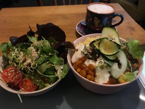 Curry, salad, chai “menu”  at Golden Temple Teehaus in Hamburg
