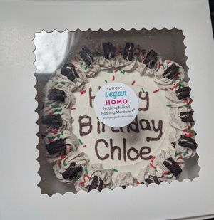 Cookies and cream birthday cake at Bitchy Vegan Homo in Cleveland