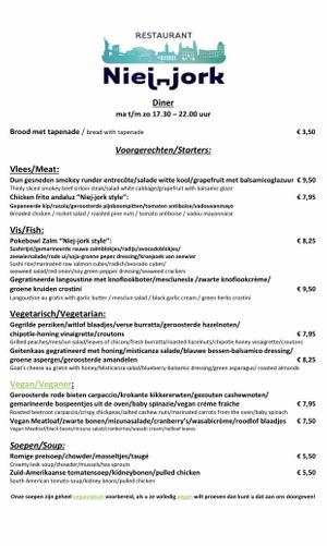 Menu at Niej-Jork in Venlo