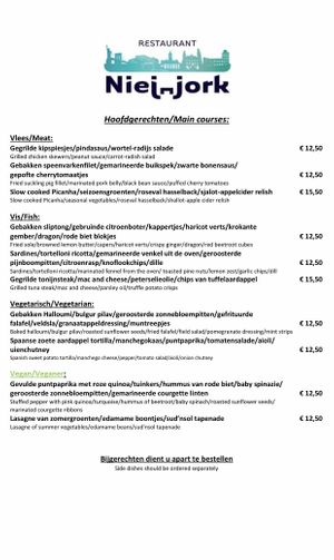 Menu at Niej-Jork in Venlo