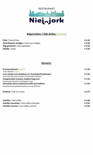 Menu at Niej-Jork in Venlo