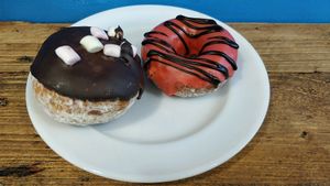 these doughnuts are absolutely amazing. The cherry one is the best i ever had. at Vx in North London