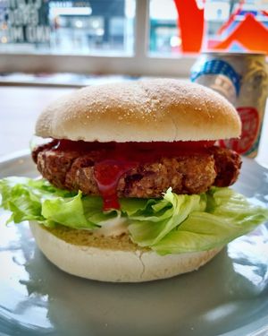 Vegan burger at Vx in North London