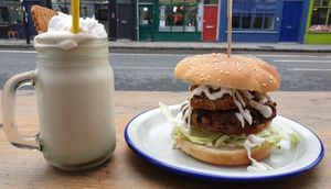 Milkshake and burger at Vx in North London