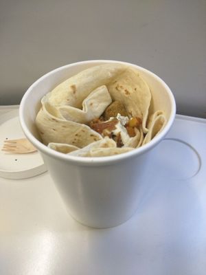 Blue Cheese Taco Bowl with Curly Fries & Popcorn Seitan [£6.00] at Vx in North London