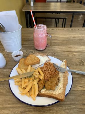 All day breakfast with biscoff shake   at Vx in North London