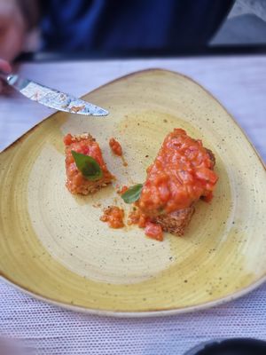 Delicious vegan polenta bruscetta at Fiorentina in Locarno