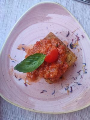 Polenta bruschetta (delicious & super crispy) at Fiorentina in Locarno