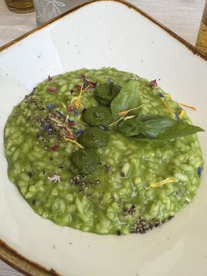 Vegan basil & peper risotto. Tasted good !  at Fiorentina in Locarno